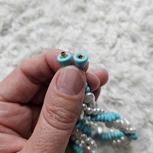 Vintage Avon Faux Turquoise Pearl Torsade Intertwined Rope Necklace, Choker - Picture 6 of 7